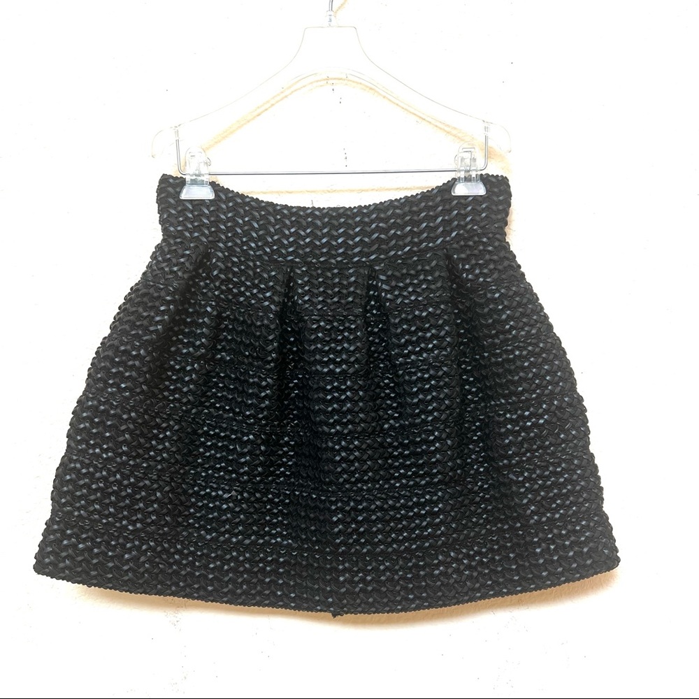 Bobbi Rocco Black Faux Leather Weave Skirt I-21